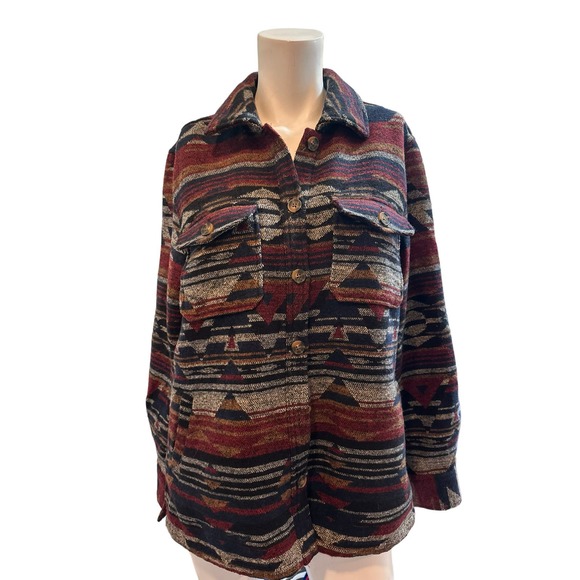 Idyllwind Fueled by Miranda Lambert Aztec Southwest Blanket Shirt Jacket XS/M - Picture 2 of 9